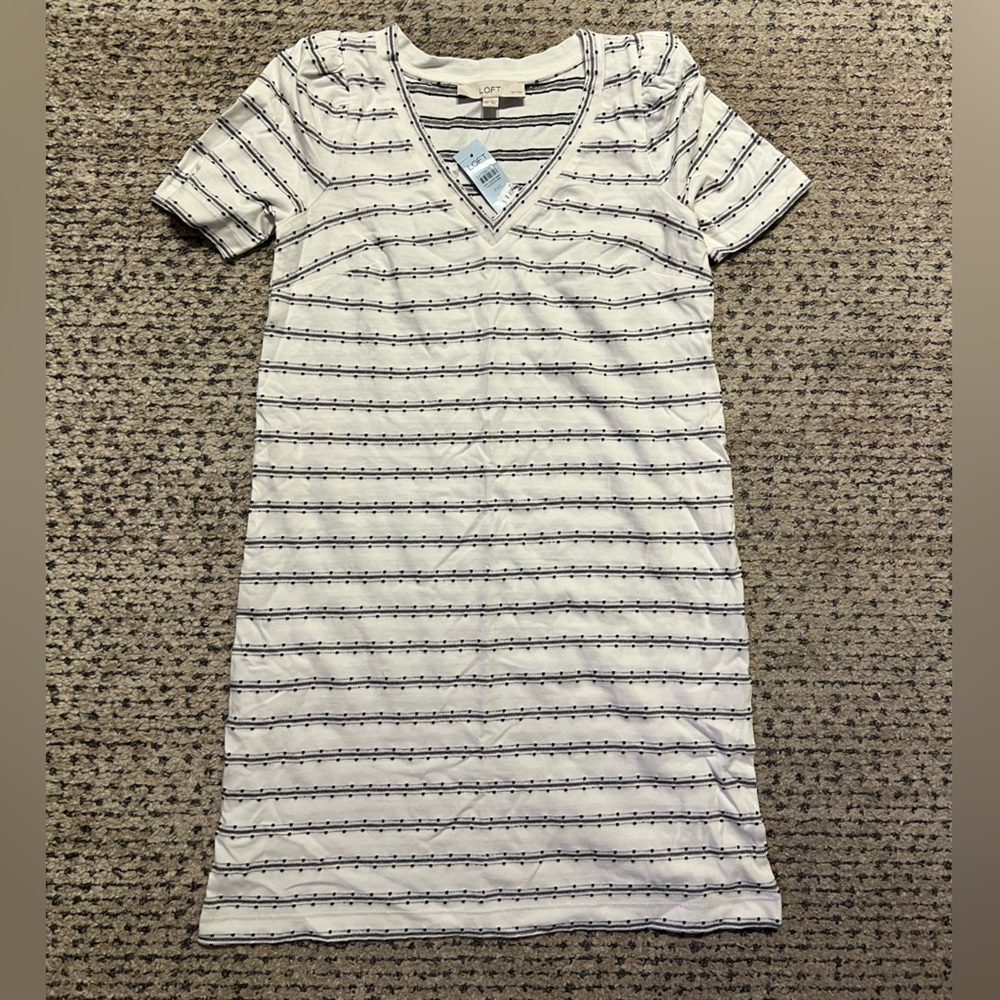 Ann Taylor Loft black & white stripe Tshirt dress